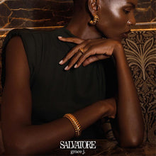 Load image into Gallery viewer, EARRING METAL PLATED GOLD RING OPEN RIBBED
