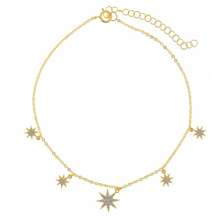 ANKLET SILVER 925 - GOLD PLATED STARS POLAR