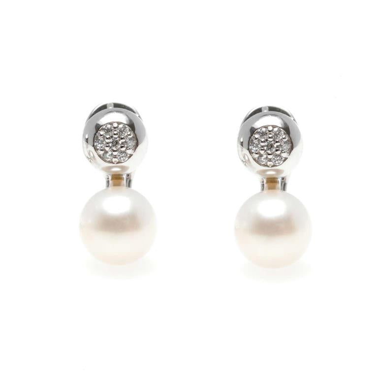 FRESHWATER PEARL BEAD CIRCLE EARRINGS - SILVER 925 RHODIUM