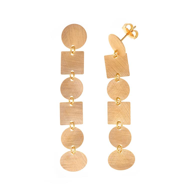 EARRING CIRCLES AND SQUARES - SILVER 925 GOLD PLATED