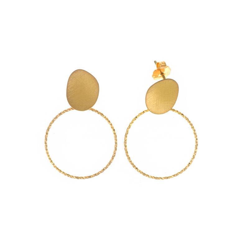 OVAL SATIN CIRCLE EARRING - SILVER 925 GOLD PLATED