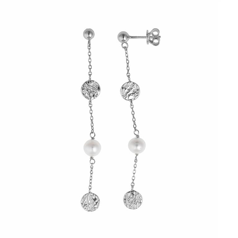 EARRINGS SILVER 925 RHODIUM - TWO PLAQUE CIRCLES