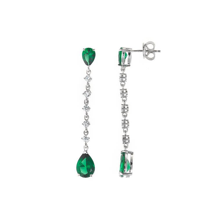 CUBIC ZIRCONIA EARRINGS - SILVER 925 RHODIUM