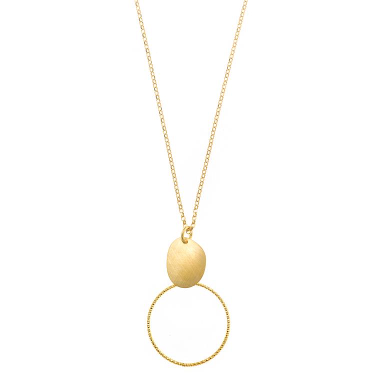 Gold Plated Oval Necklace - Silver 925