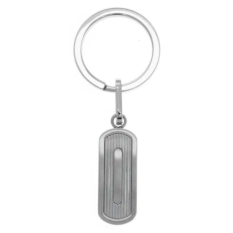 KEYCHAIN STEEL RHODIUM RECTANGLE WITH DETAIL ENGRAVING