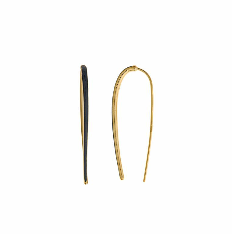 EARRING SILVER 925 PLATED GOLD LINE ENAMEL