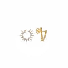 Load image into Gallery viewer, EARRING SILVER 925 PLATED GOLD SUN CZ
