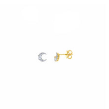 Load image into Gallery viewer, EARRING SILVER 925 PLATED GOLD MOON CZ
